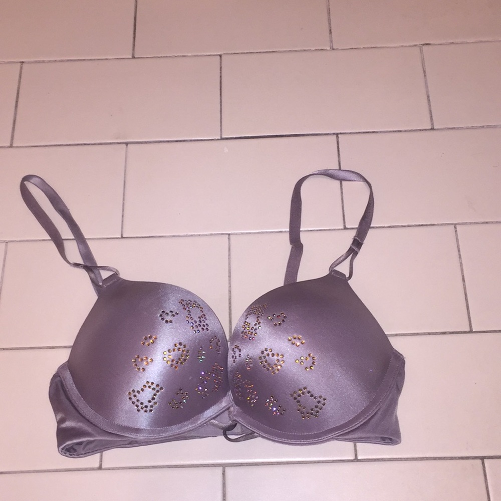 Pewter rhinestone bombshell bra